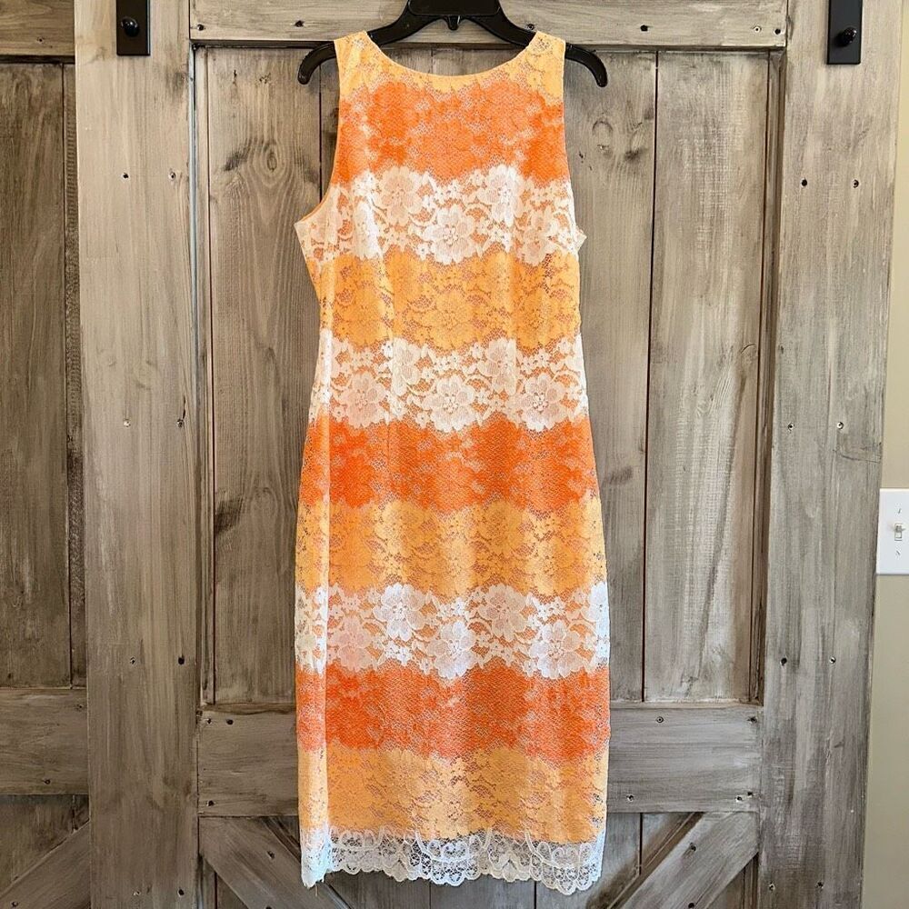 New York & Company Lace Orange Dress Midi